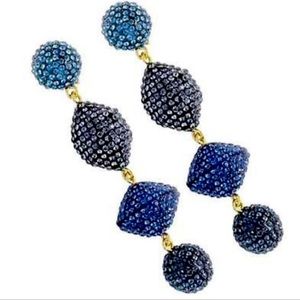 J.Crew Blue Rhinestone Pave Resin Statement Crystal Drop Earrings
